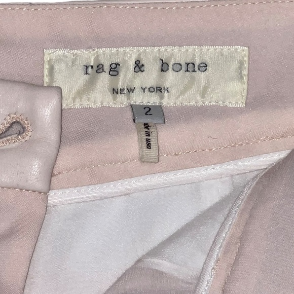 Rag & Bone Pink Silky Lined Leather Waistband Cuffed Trousers Size 2 - Picture 5 of 7